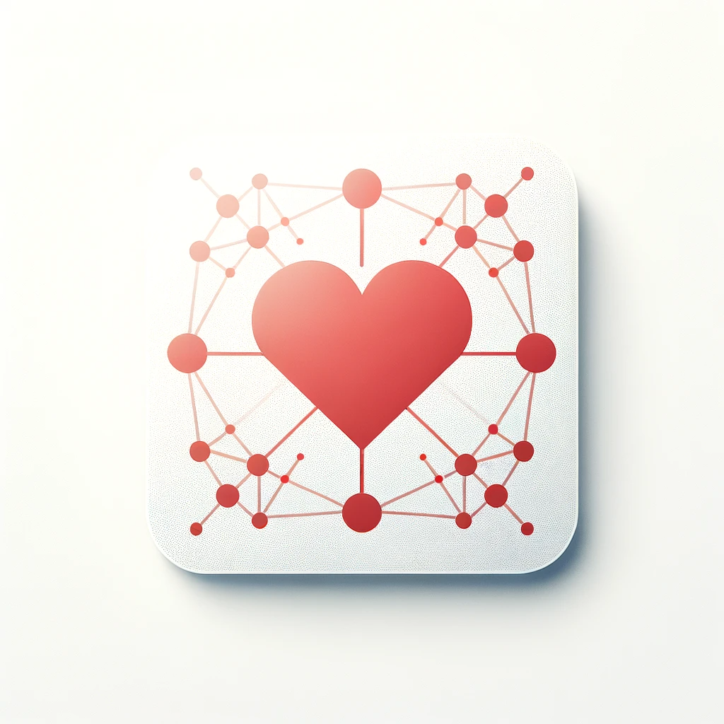 A heart connected to a network of nodes.